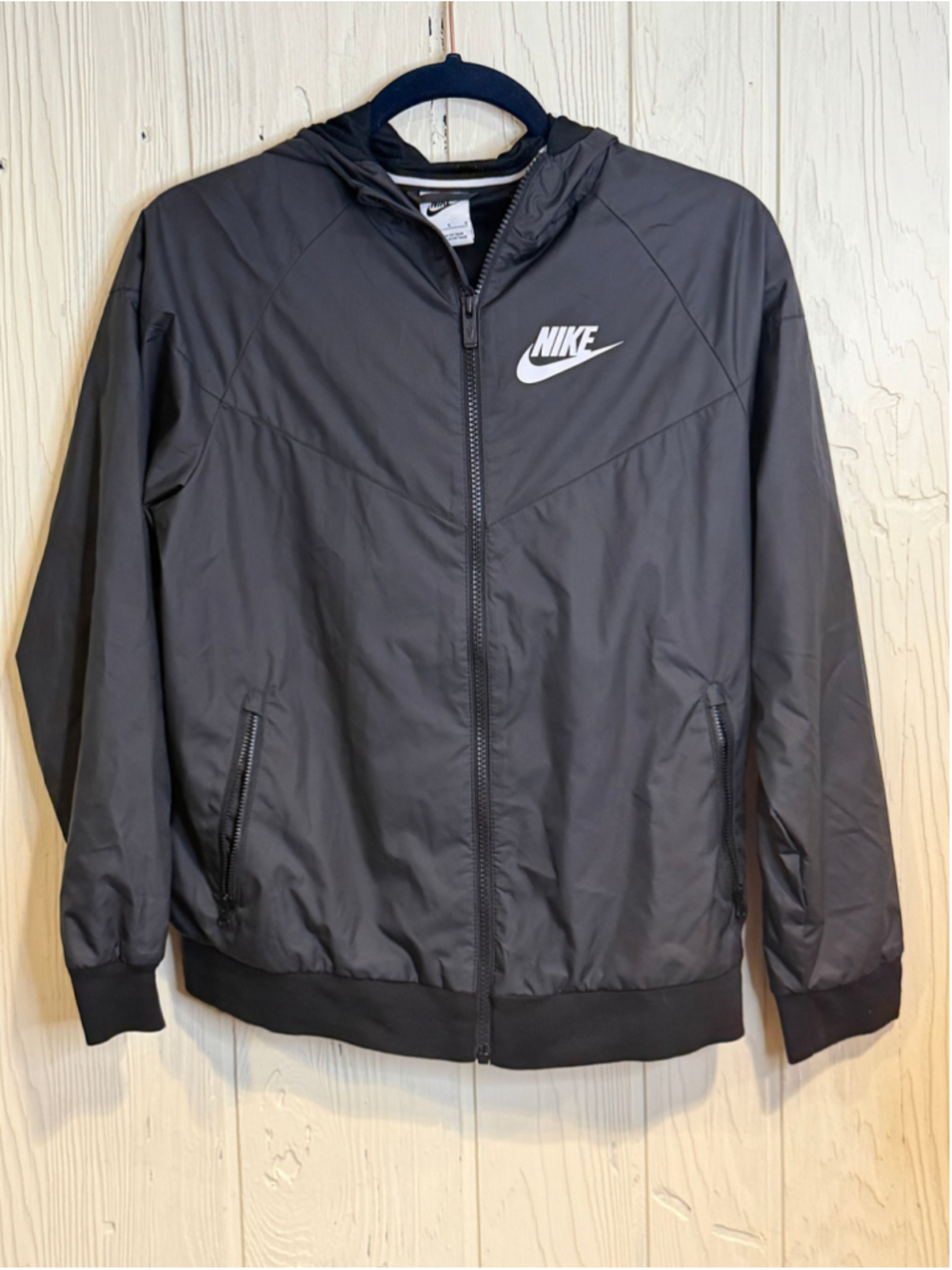 Women's Nike Windrunner Hooded Jacket Black White Size L